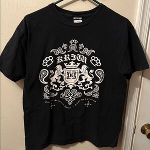 Unique ‘Krew’ Skateboard Apparel Black Graphic w/White Design, Med. 1 of a Kind!
